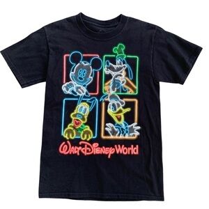 Vintage Unisex DP Walt Disney World Neon Mickey Mouse Printed Tee Wom L Men S